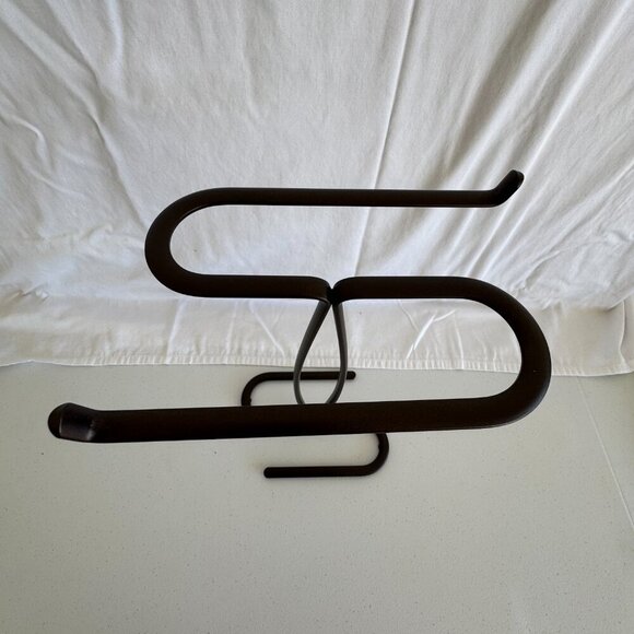 Modern Dark Brown Metal Freestanding Towel Rack Holder Minimalist Design - Picture 3 of 3